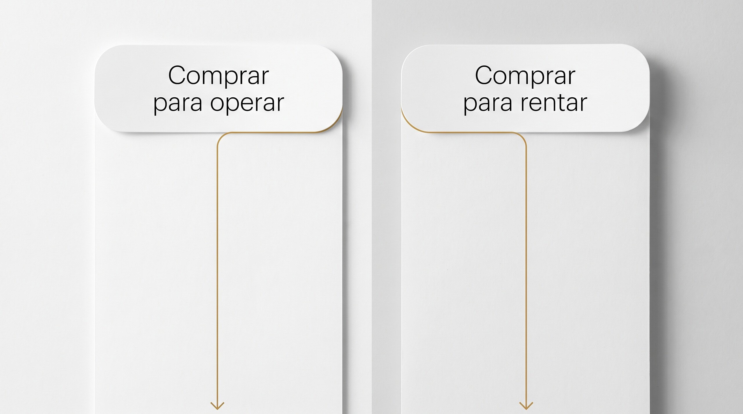 Diagrama de las dos rutas para invertir en un consultorio: comprar para operar o comprar para rentar
