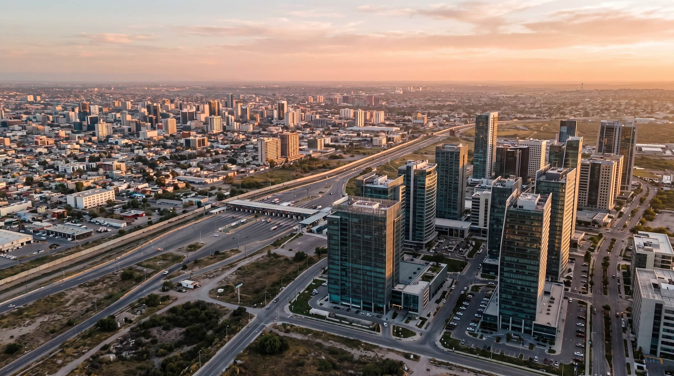 Cercanía de Zona Río Tijuana con la garita fronteriza hacia San Diego