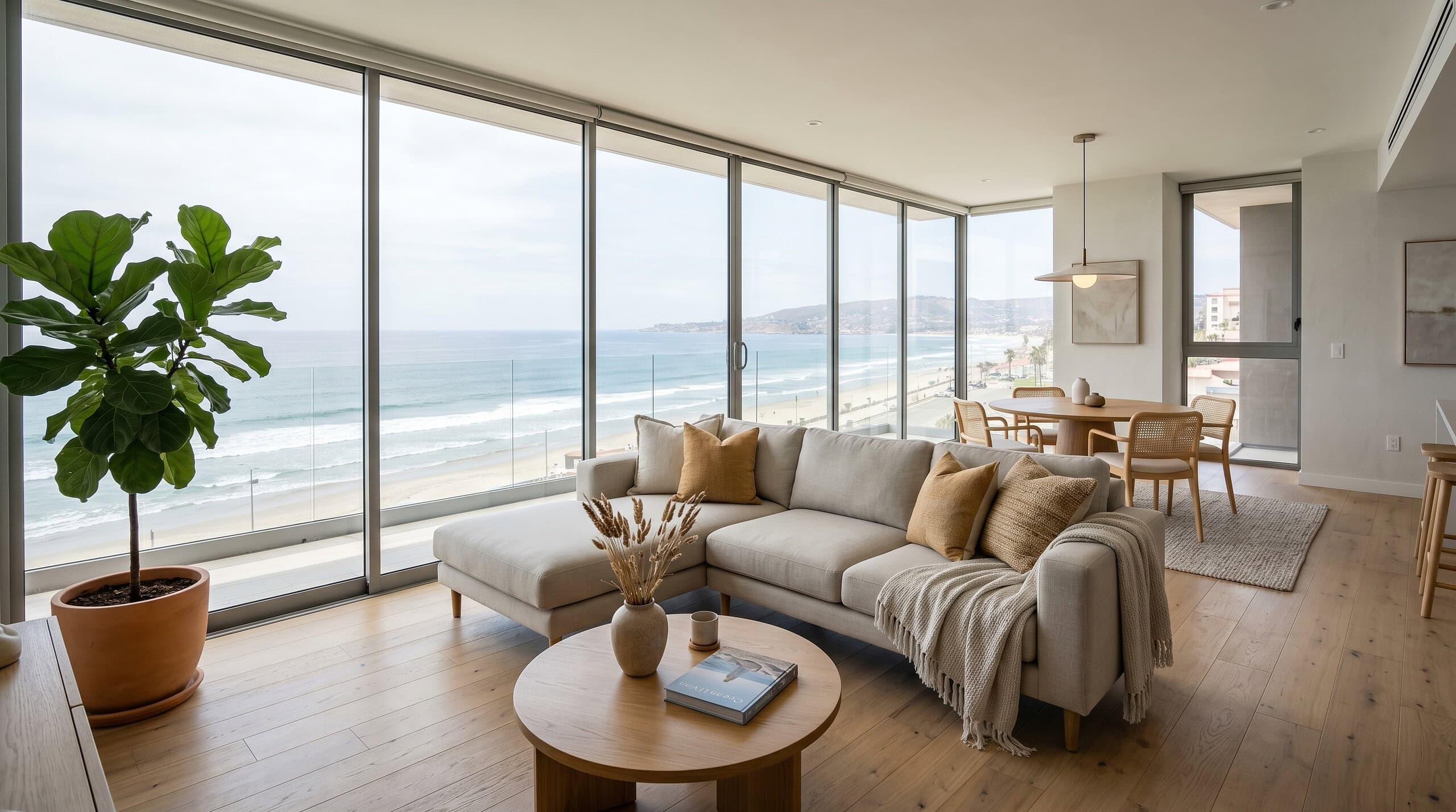 Interior de un departamento frente al mar en Playas de Tijuana